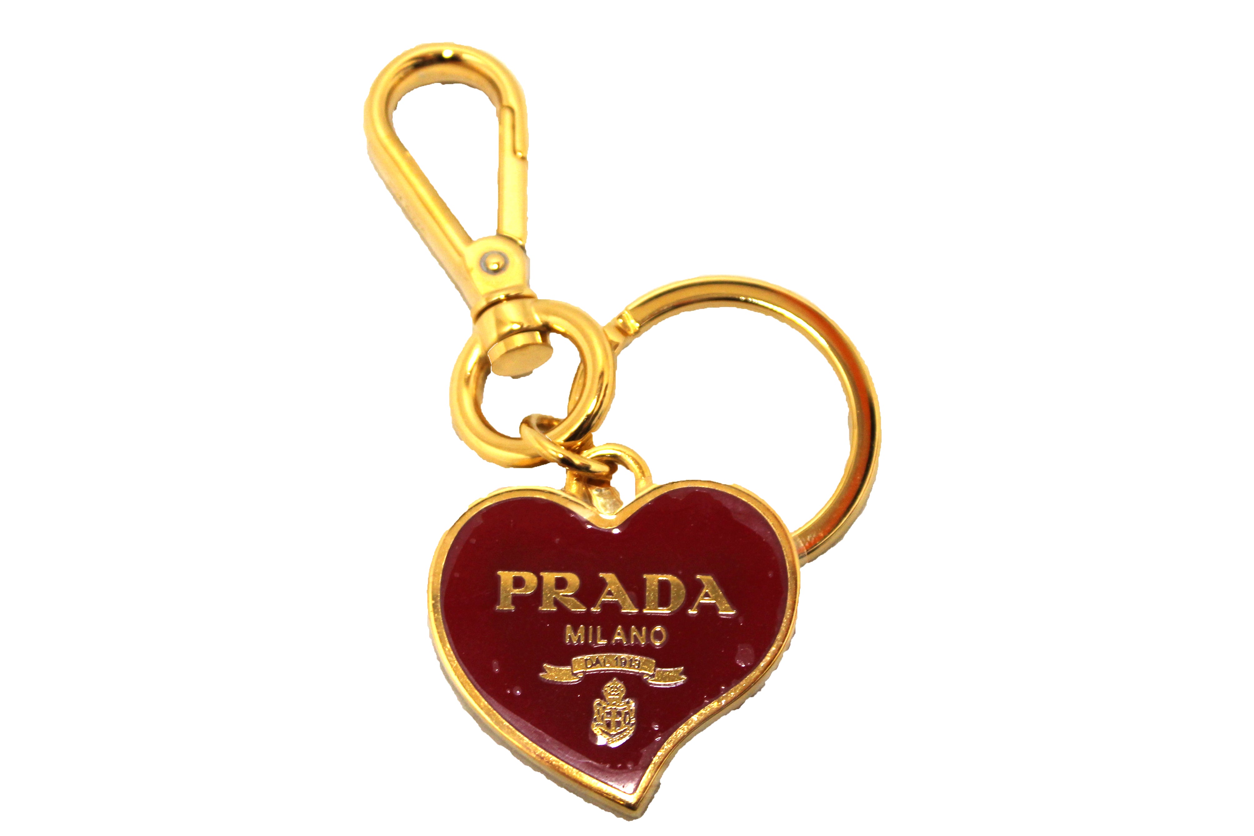 Authentic NEW Prada Red Heart Key Ring/Bag Charm
