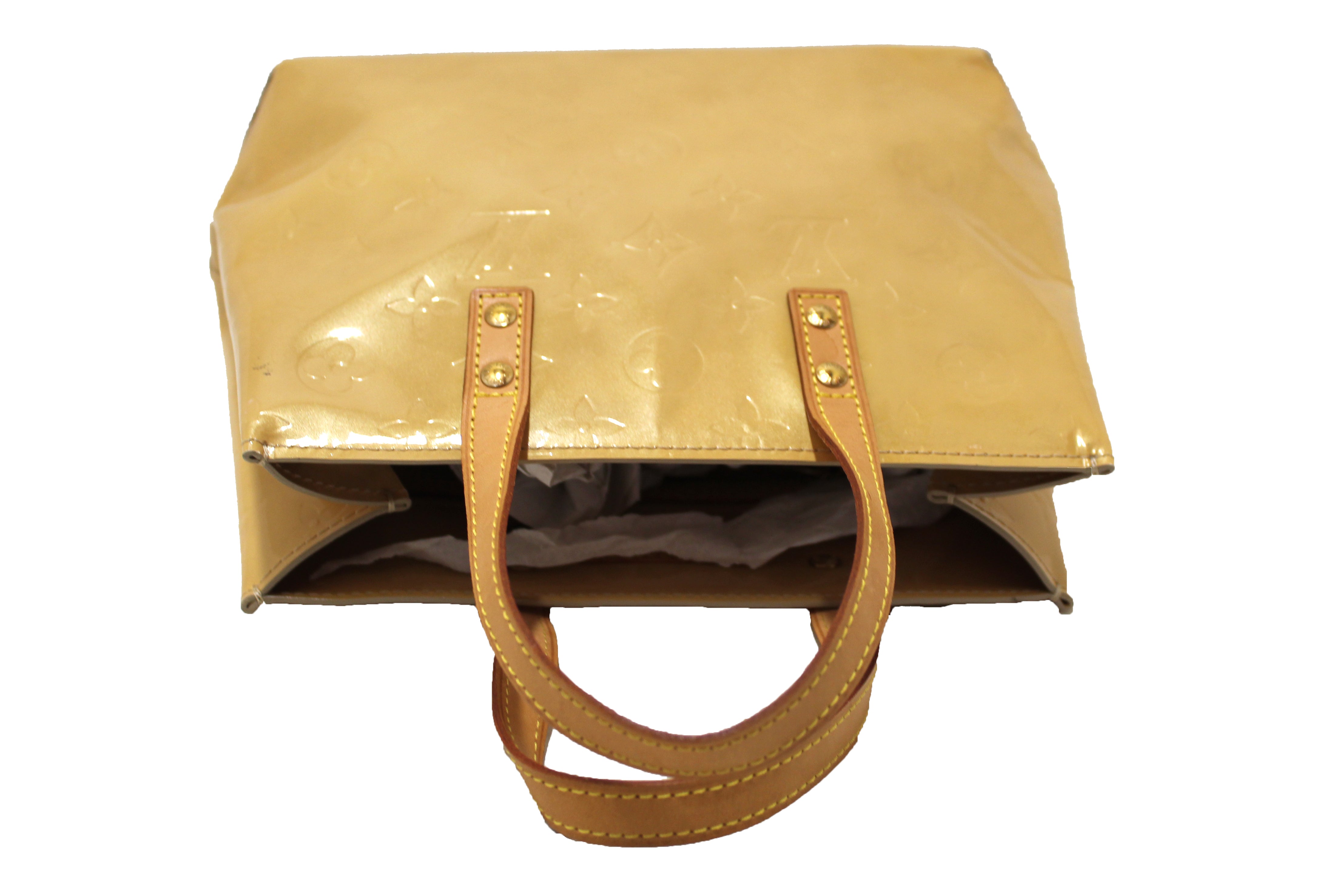 LOUIS VUITTON Logo Read PM Hand Bag Monogram Vernis Leather Beige M91144  05MQ284