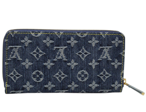 Authentic New Louis Vuitton Rare Blue Denim Long Zippy Wallet