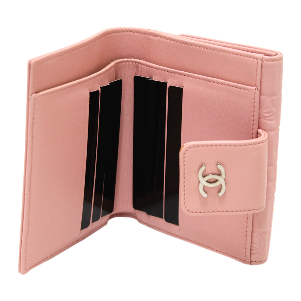 Authentic New Chanel Pink Lambskin Embossed Lucky Symbols Small Wallet