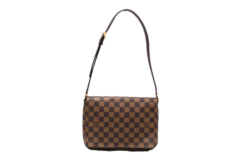 Authentic Louis Vuitton Damier Ebene Musette Tango Shoulder Bag