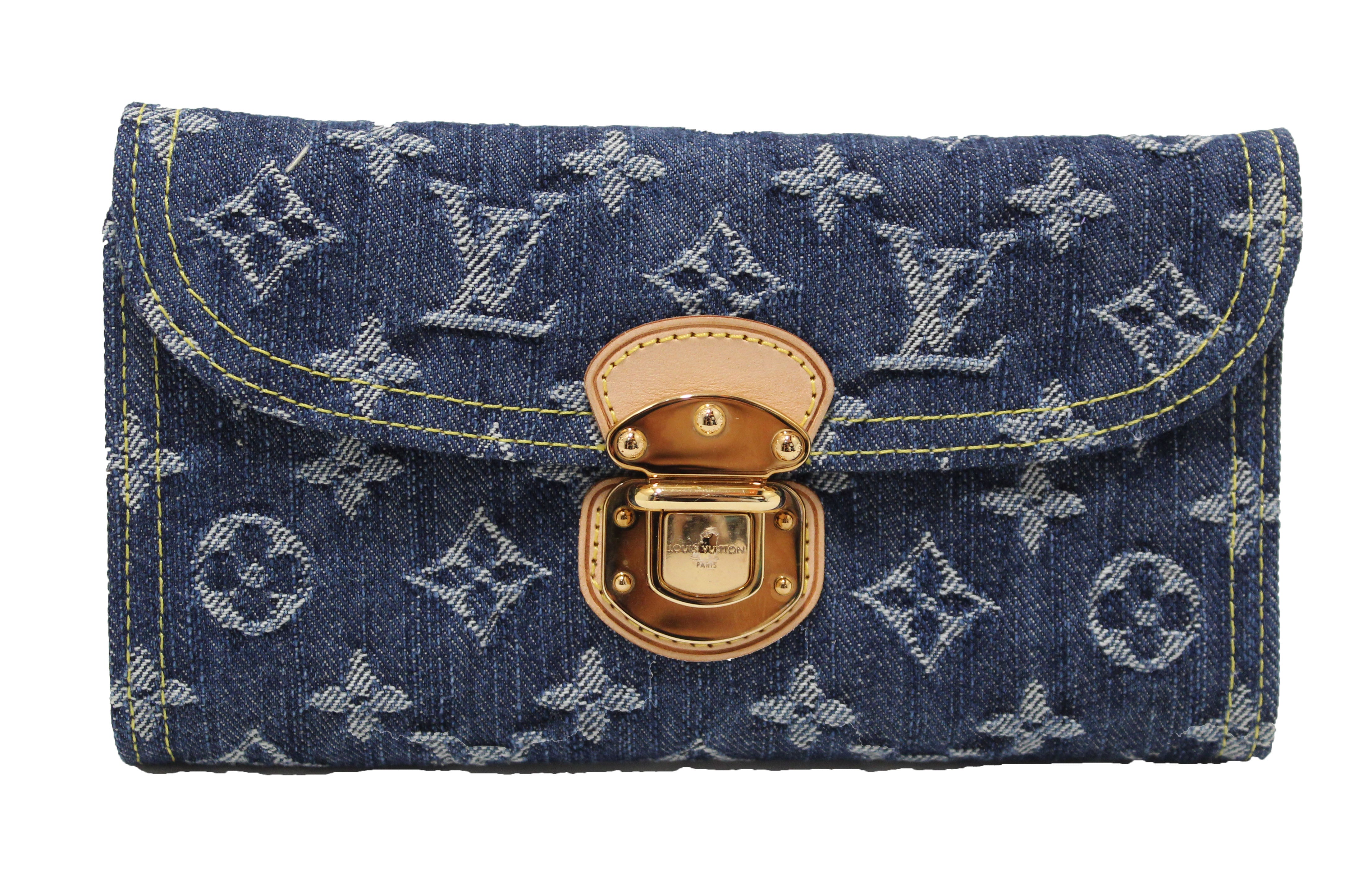 Louis Vuitton Blue Denim Monogram Denim Amelia Wallet - Yoogi's Closet