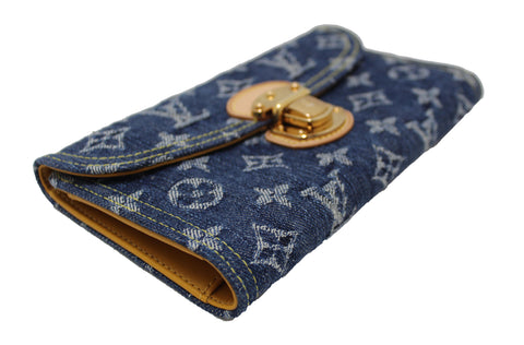 Authentic Louis Vuitton Blue Monogram Denim Amelia Wallet