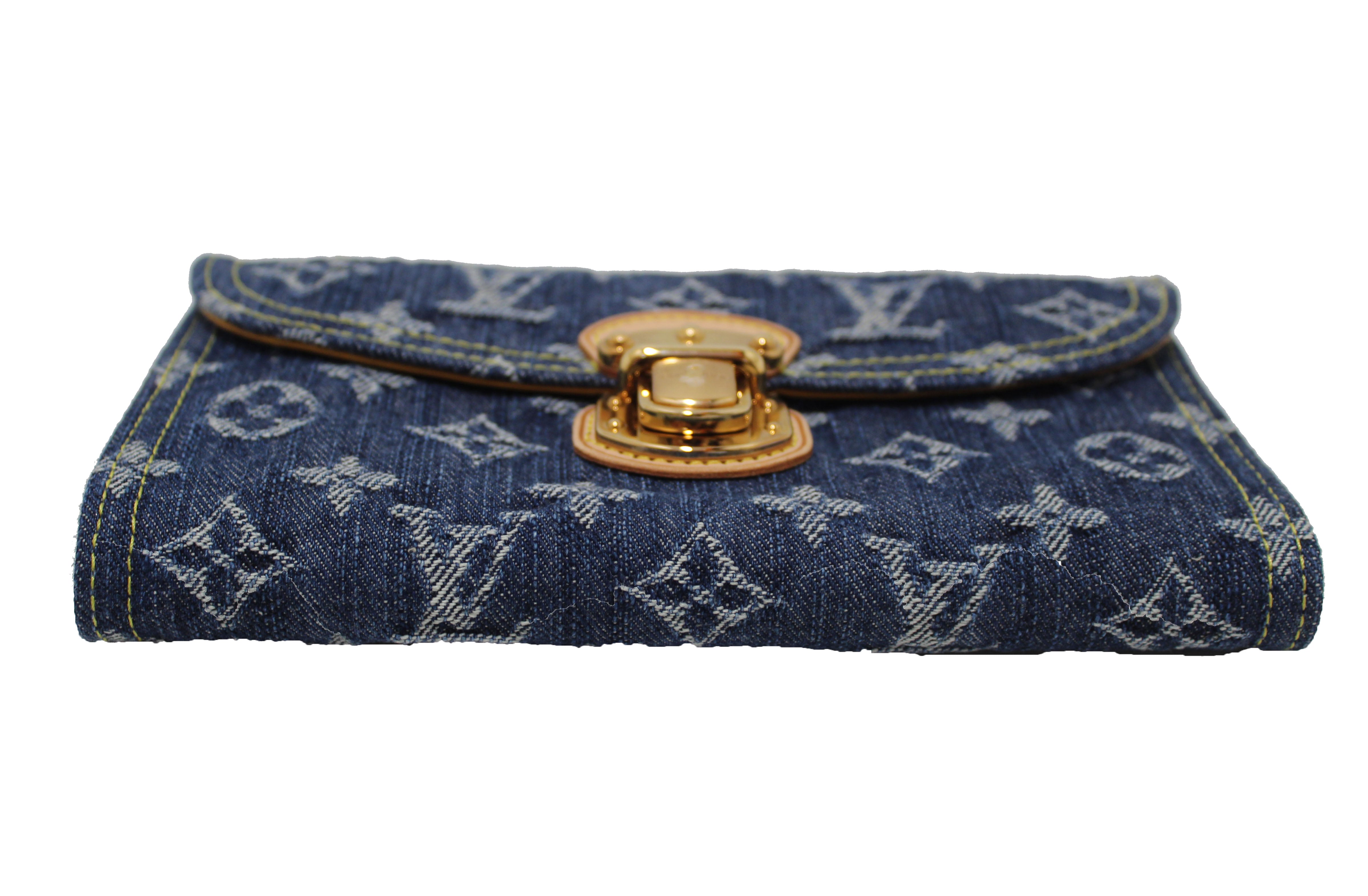 Authentic Louis Vuitton Blue Monogram Denim Amelia Wallet