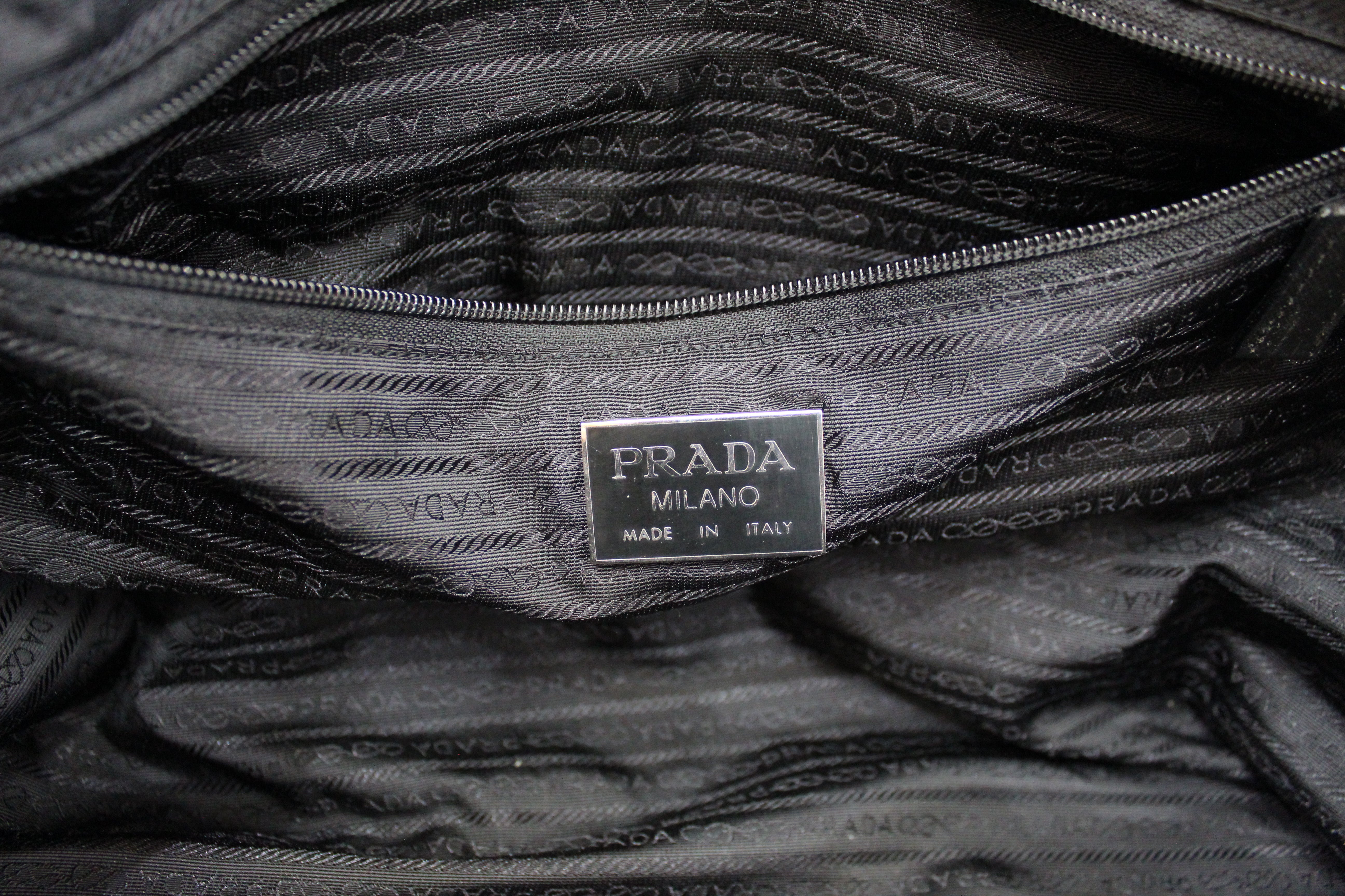 Authentic Prada Black Nylon and Saffiano Leather Duffle Travel Carry On Bag