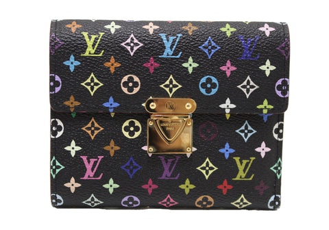 Authentic New Louis Vuitton Black Multicolore Koala Wallet