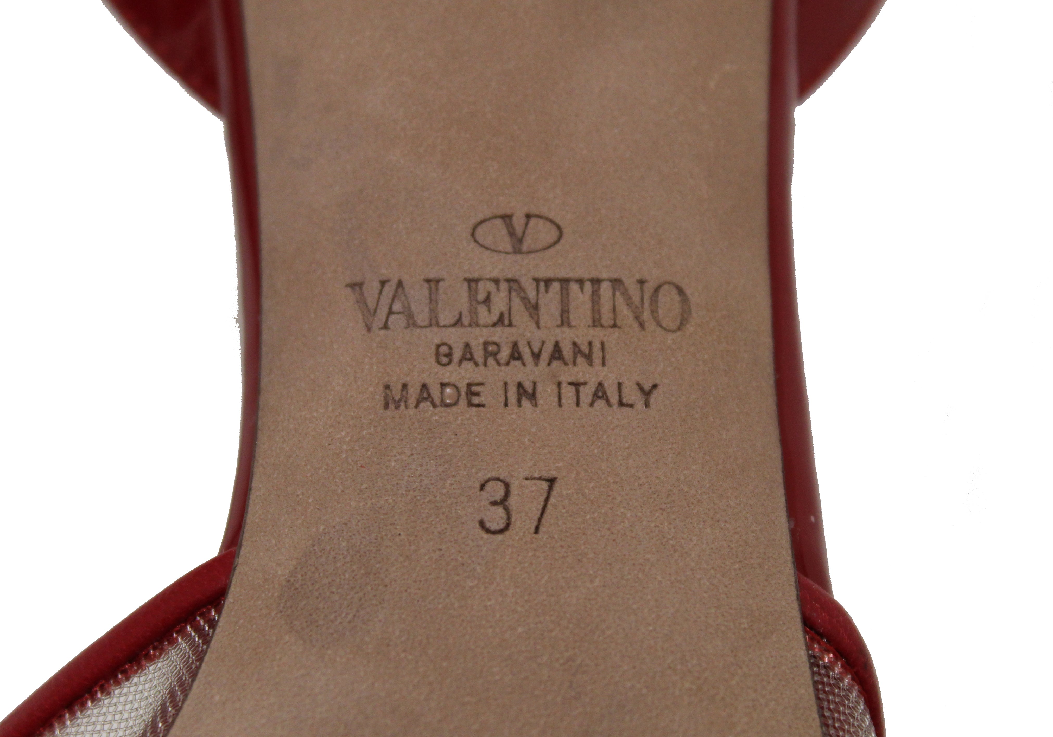 Authentic Valentino Garavani Rockstud Alcove Red Patent Leather Slingback Pump 60MM Size 7