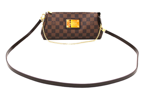 Authentic Louis Vuitton Damier Ebene Eva Clutch Bag