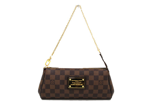 Authentic Louis Vuitton Damier Ebene Eva Clutch Bag