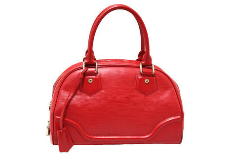 Authentic Louis Vuitton Red Epi Leather Montaigne PM Handbag Bag