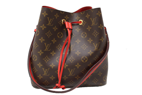 Authentic Louis Vuitton Classic Monogram Red NeoNoe Shoulder Bag