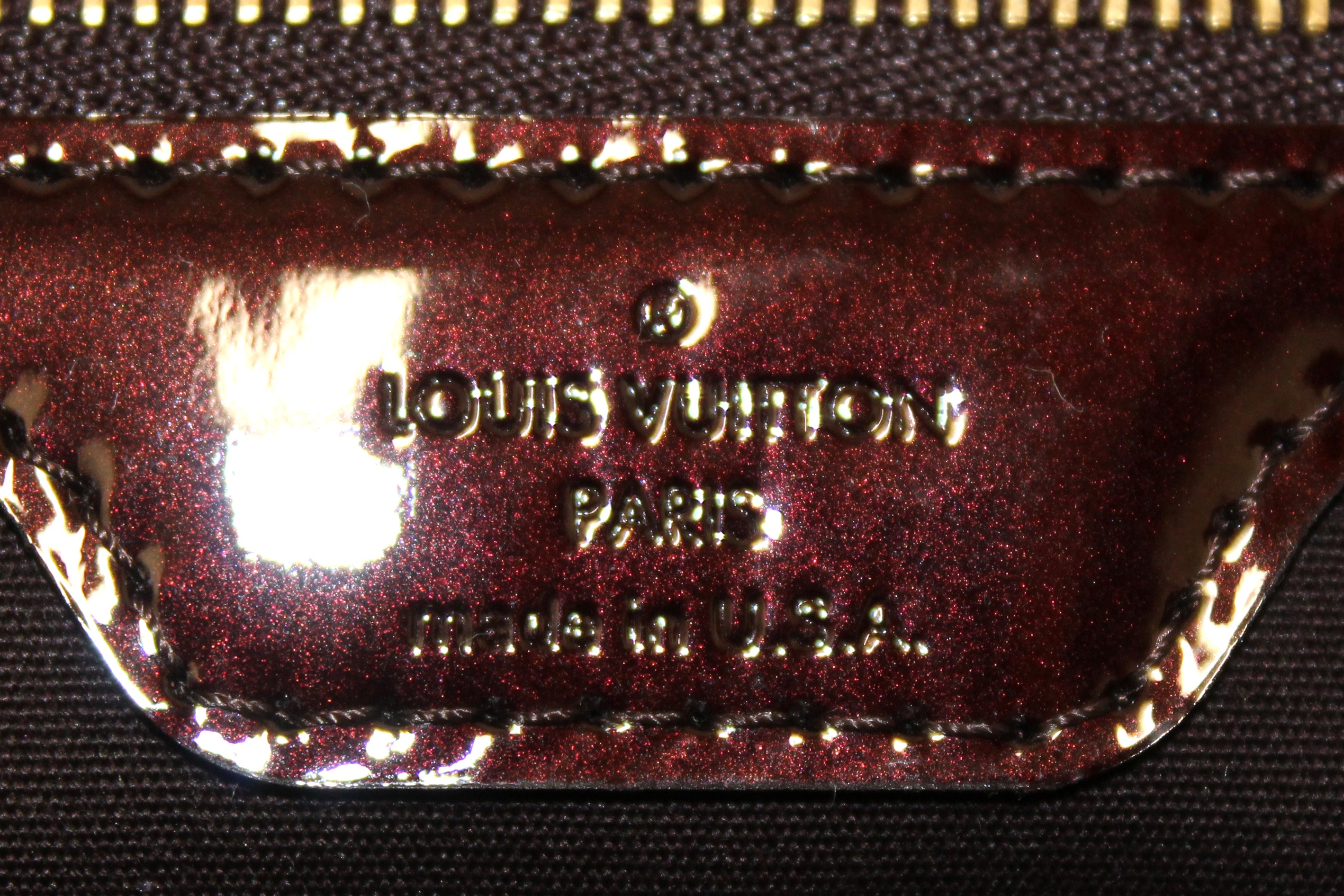 Authentic Louis Vuitton Amarante Monogram Vernis Leather Wilshire PM Handbag