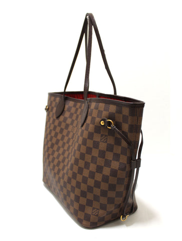 Authentic Louis Vuitton Damier Ebene Canvas Neverfull MM Tote Shoulder Bag