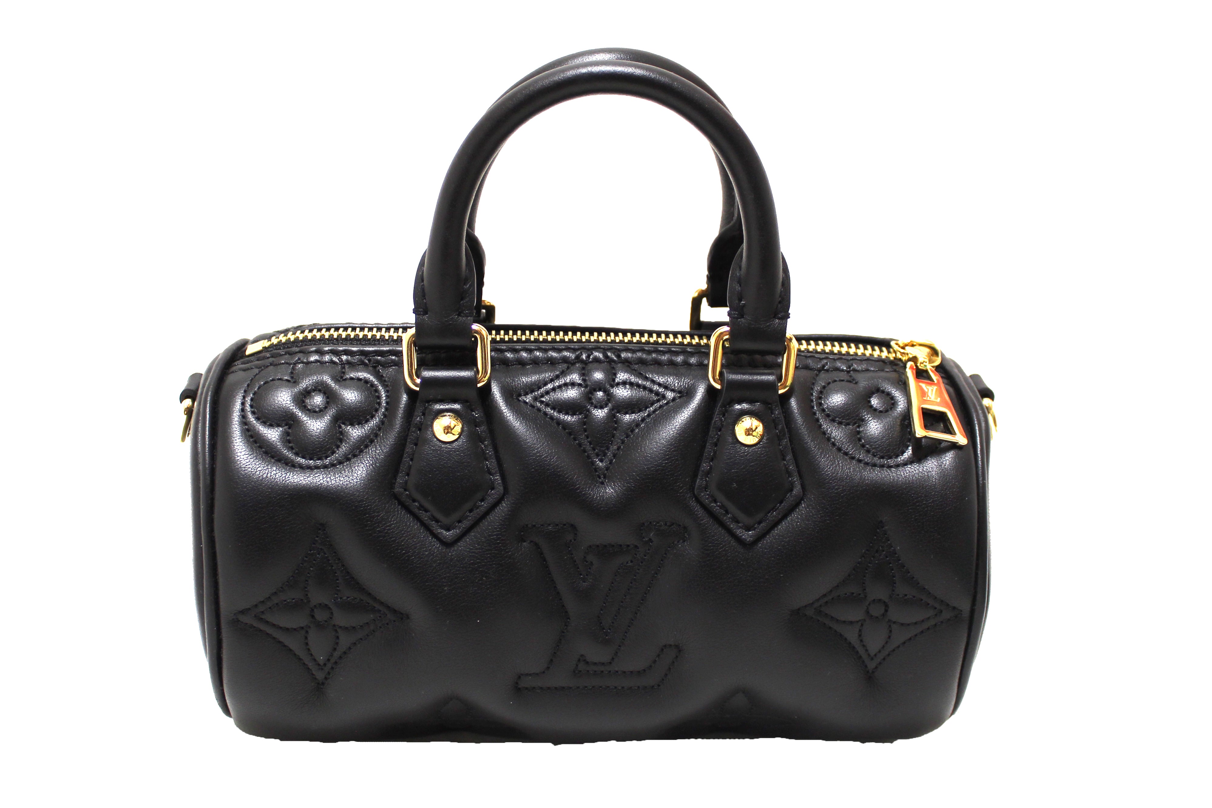 Authentic Louis Vuitton Bubblegram Black Calf Leather Papillon BB Bag