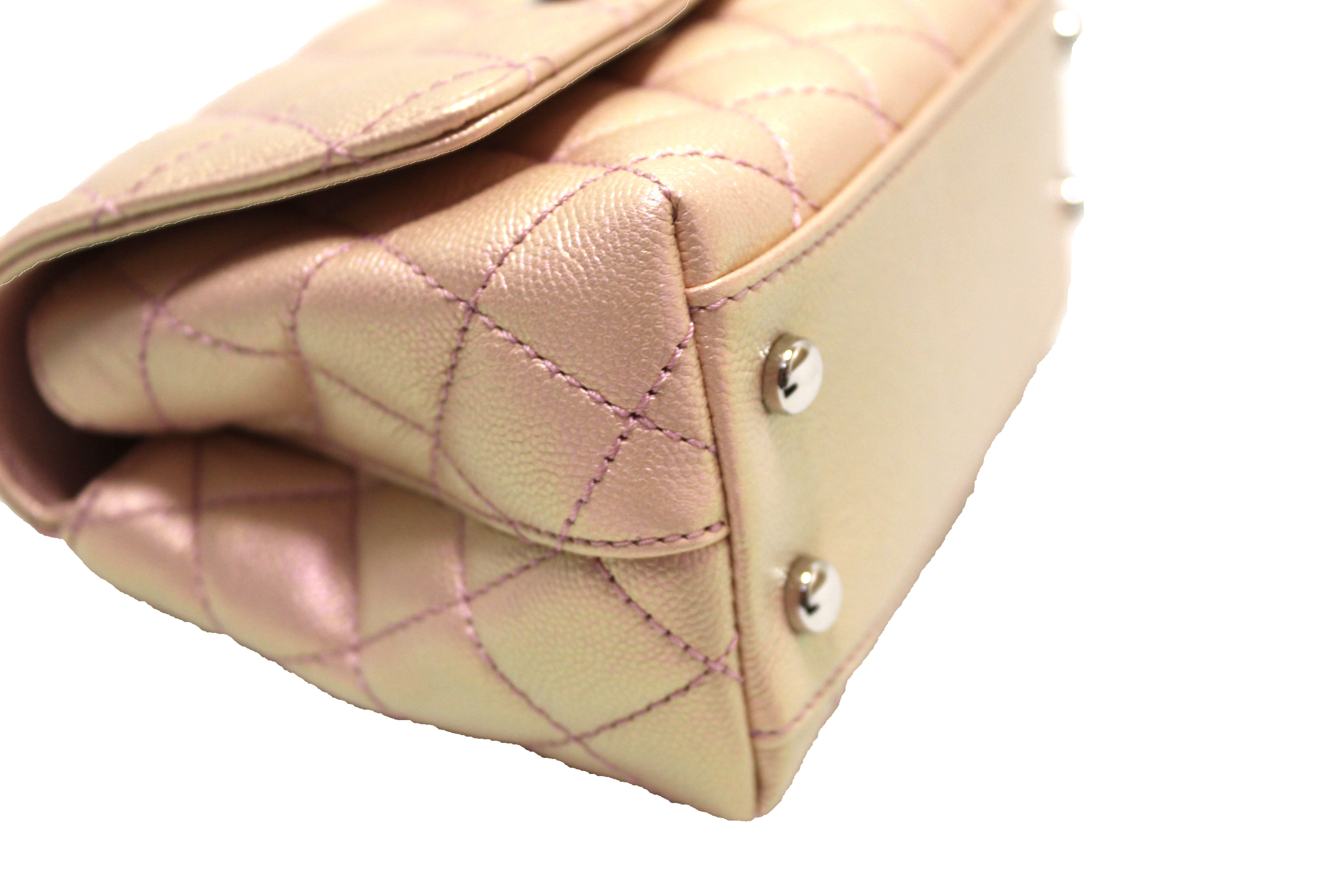 Authentic NEW Chanel Iridescent Light Pink Quilted Caviar Leather Extr –  Paris Station Shop