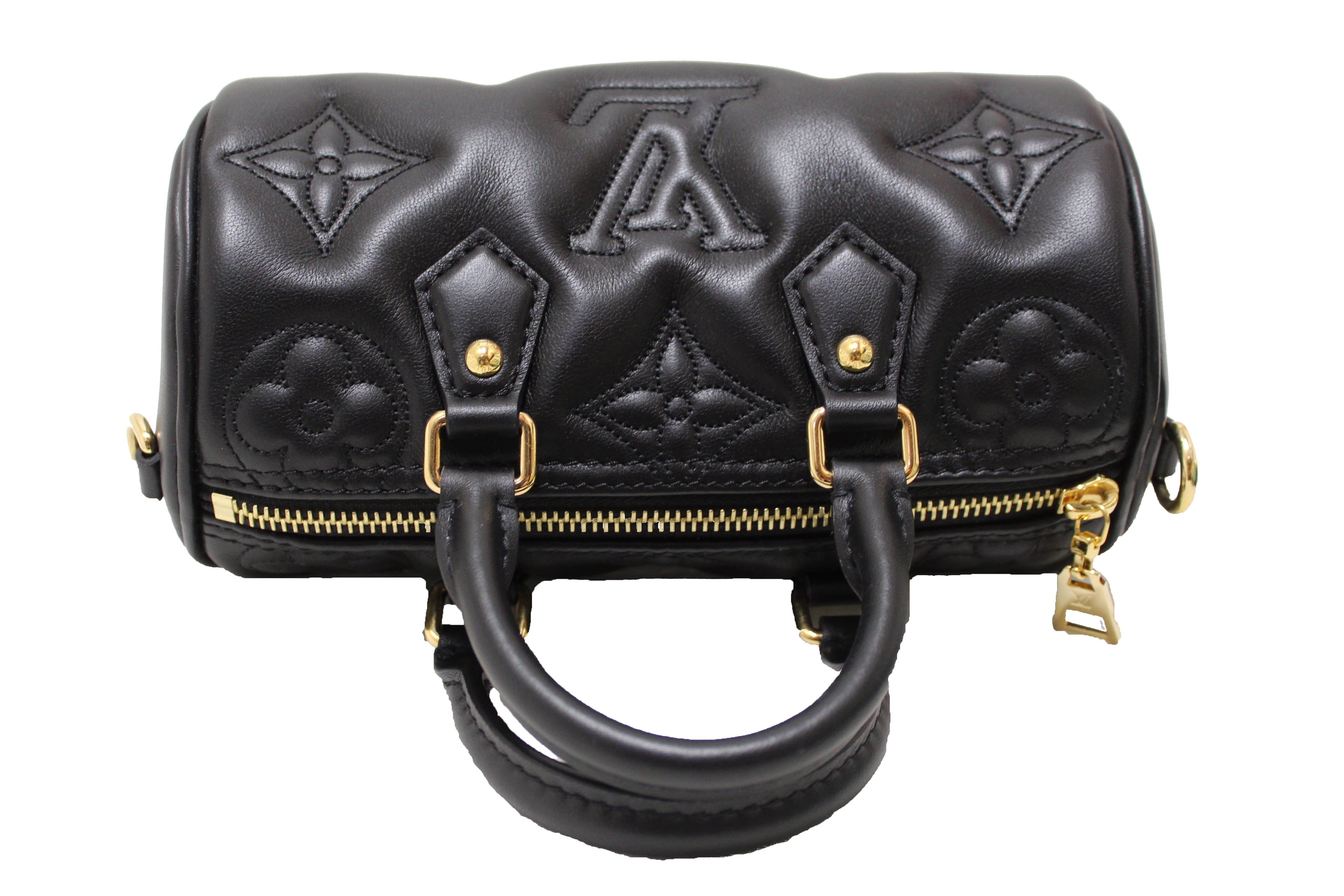 Authentic Louis Vuitton Bubblegram Black Calf Leather Papillon BB