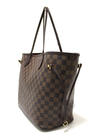 Authentic Louis Vuitton Damier Ebene Canvas Neverfull MM Shoulder Tote Bag