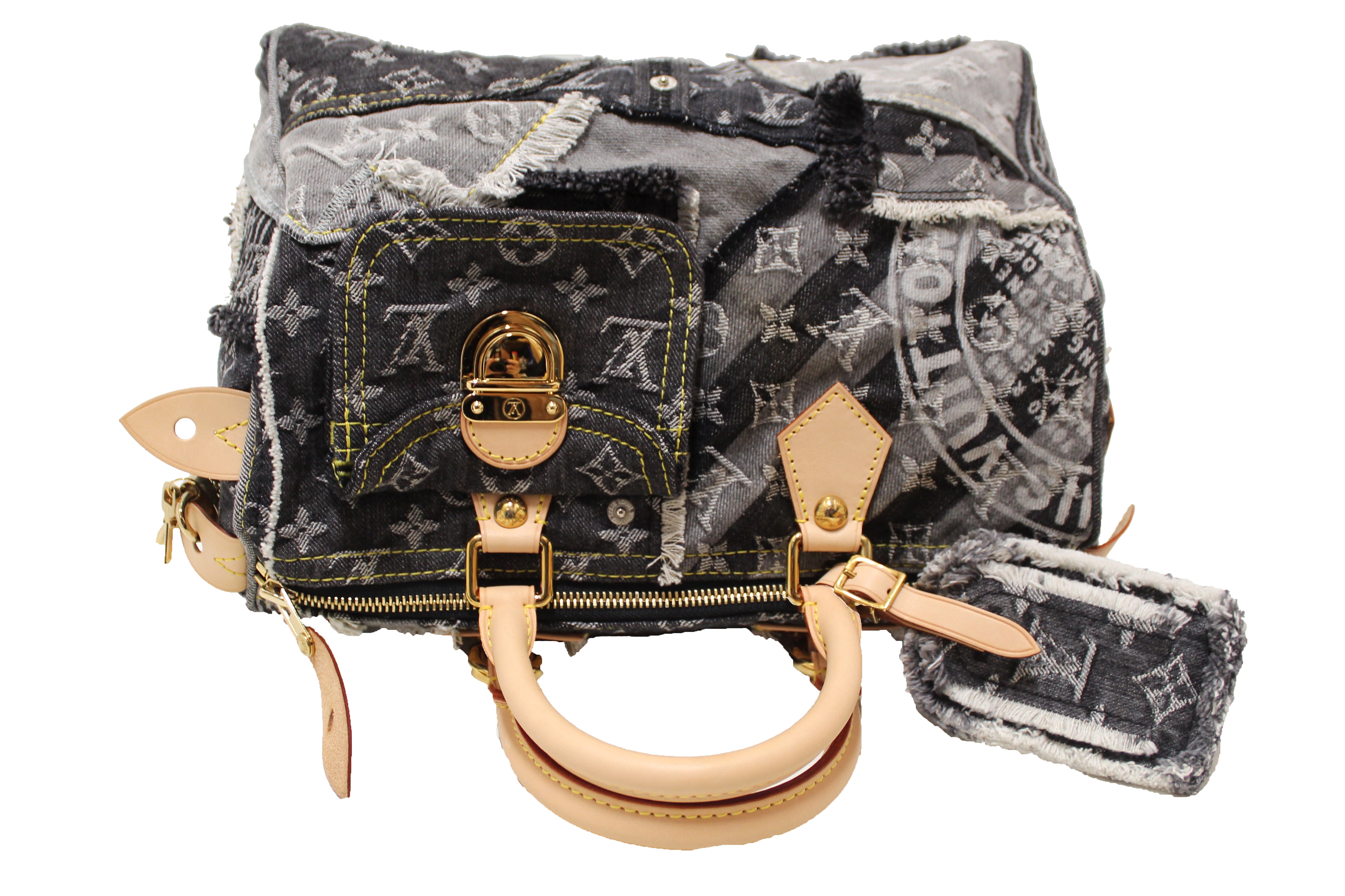 Louis Vuitton Limited Edition Black Denim Monogram Denim Patchwork Speedy  Bag - Yoogi's Closet