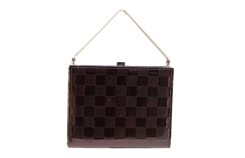 Authentic Louis Vuitton Burgandy Damier Vernis Leather Ange MM Clutch