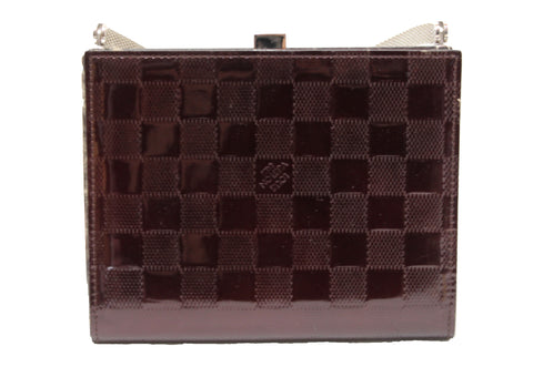 Authentic Louis Vuitton Burgandy Damier Vernis Leather Ange MM Clutch