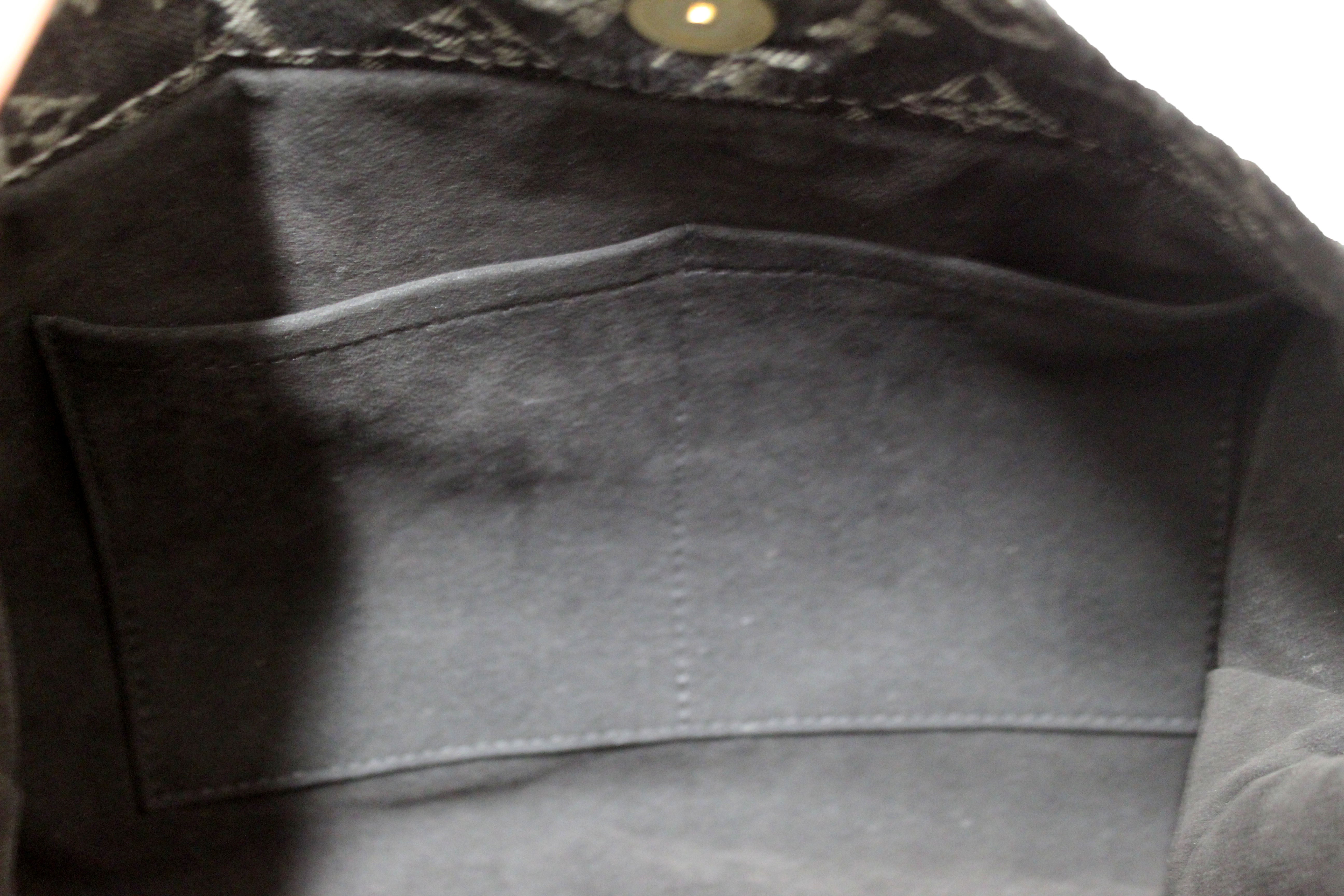 Authentic Louis Vuitton Black Monogram Denim Denim Daily PM Hobo Shoulder Bag