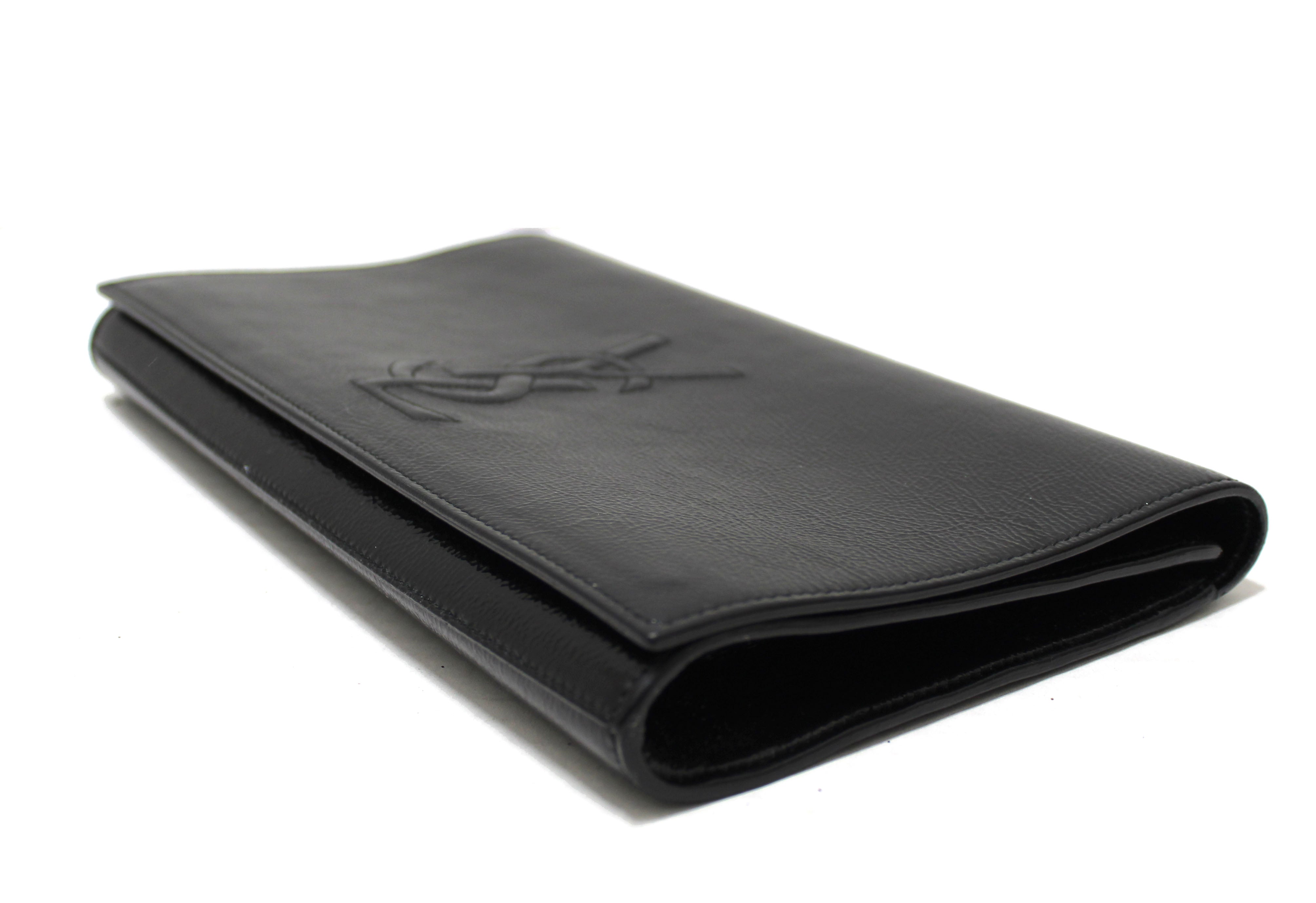 Authentic YSL Yves Saint Laurent Black Patent Leather Clutch Bag