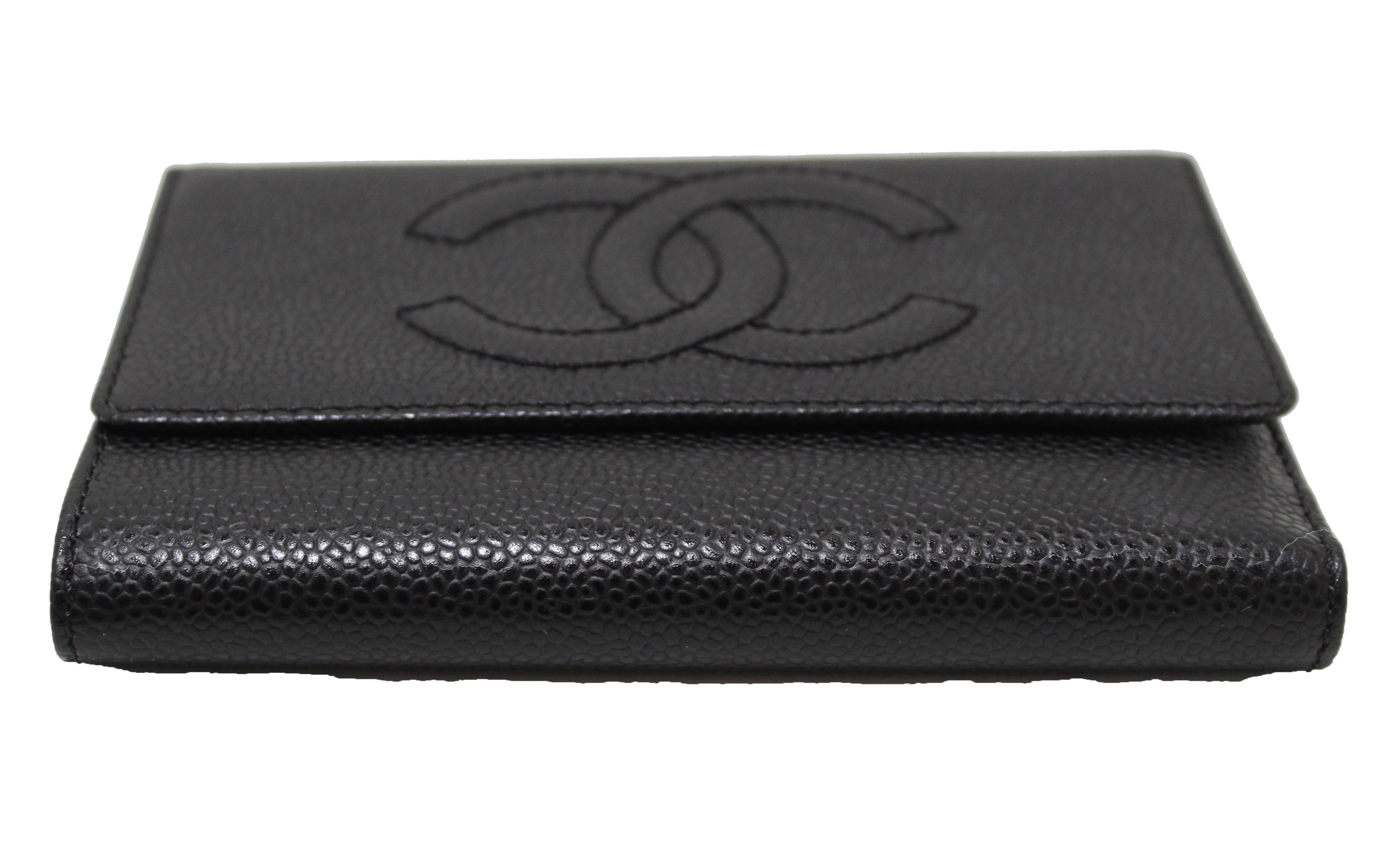 Chanel Classic Bi Fold Caviar Double CC Wallet, Black