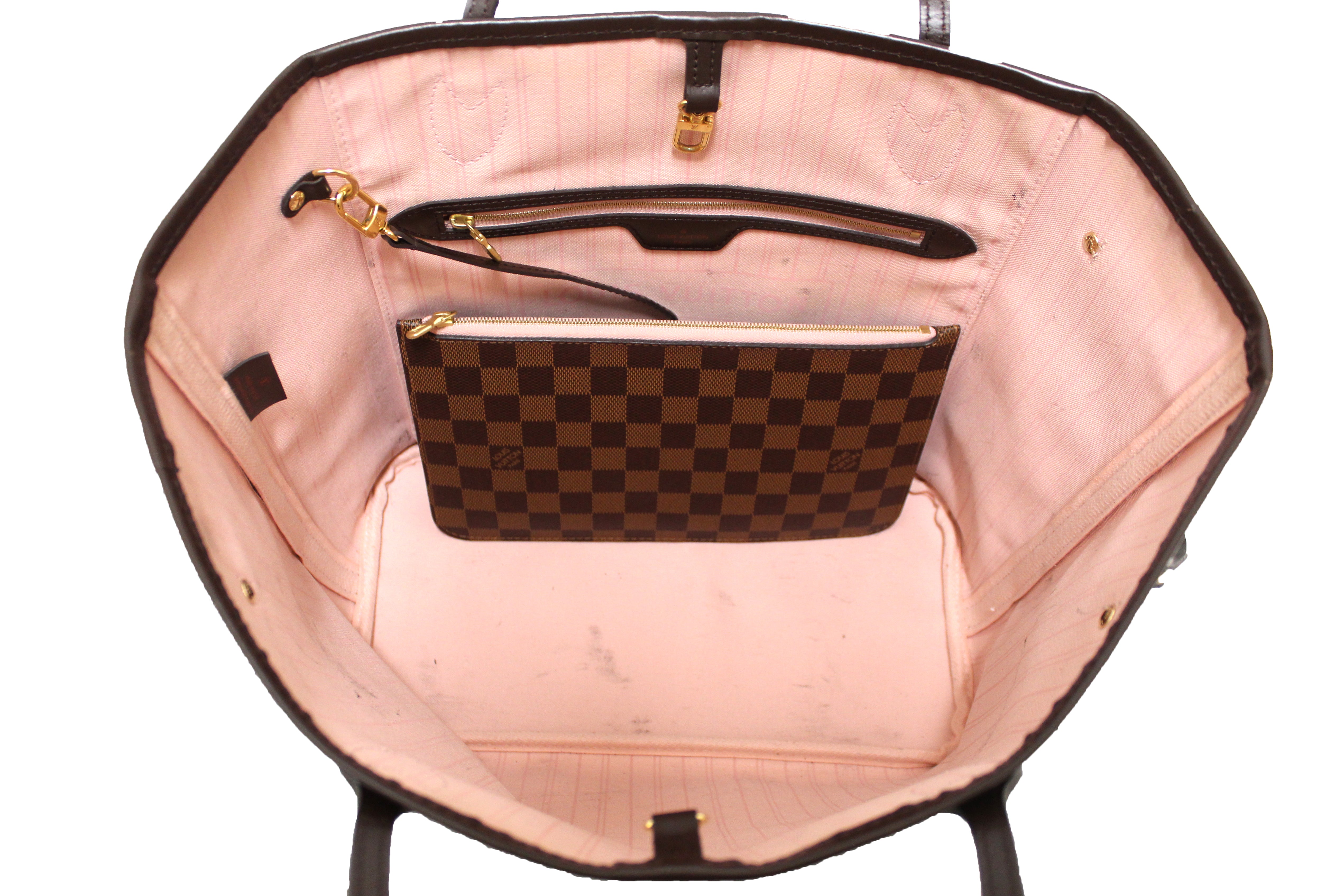 Authentic Louis Vuitton Damier Ebene Canvas Neverfull MM Tote Shoulder Bag