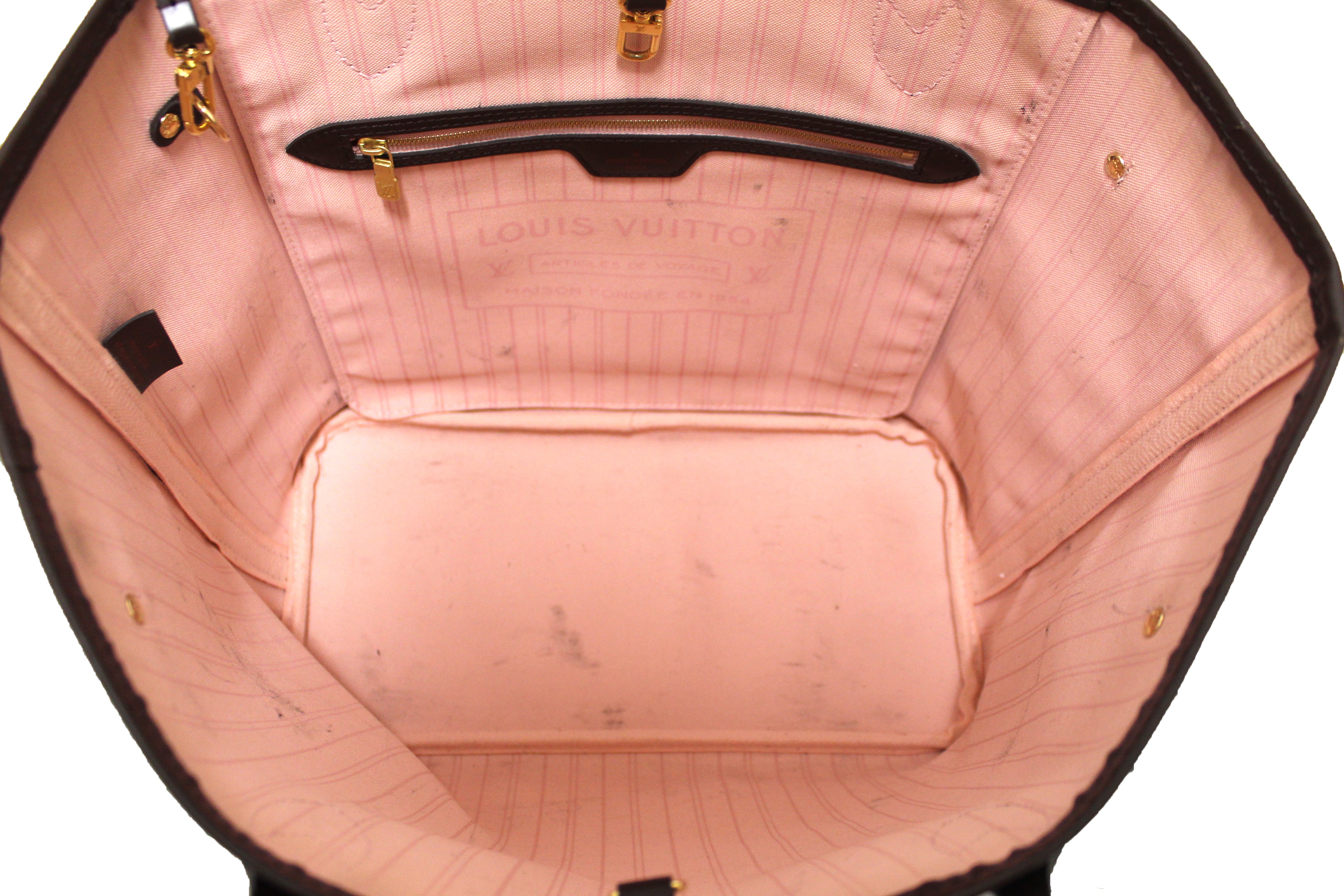 Authentic Louis Vuitton Damier Ebene Canvas Neverfull MM Tote Shoulder Bag