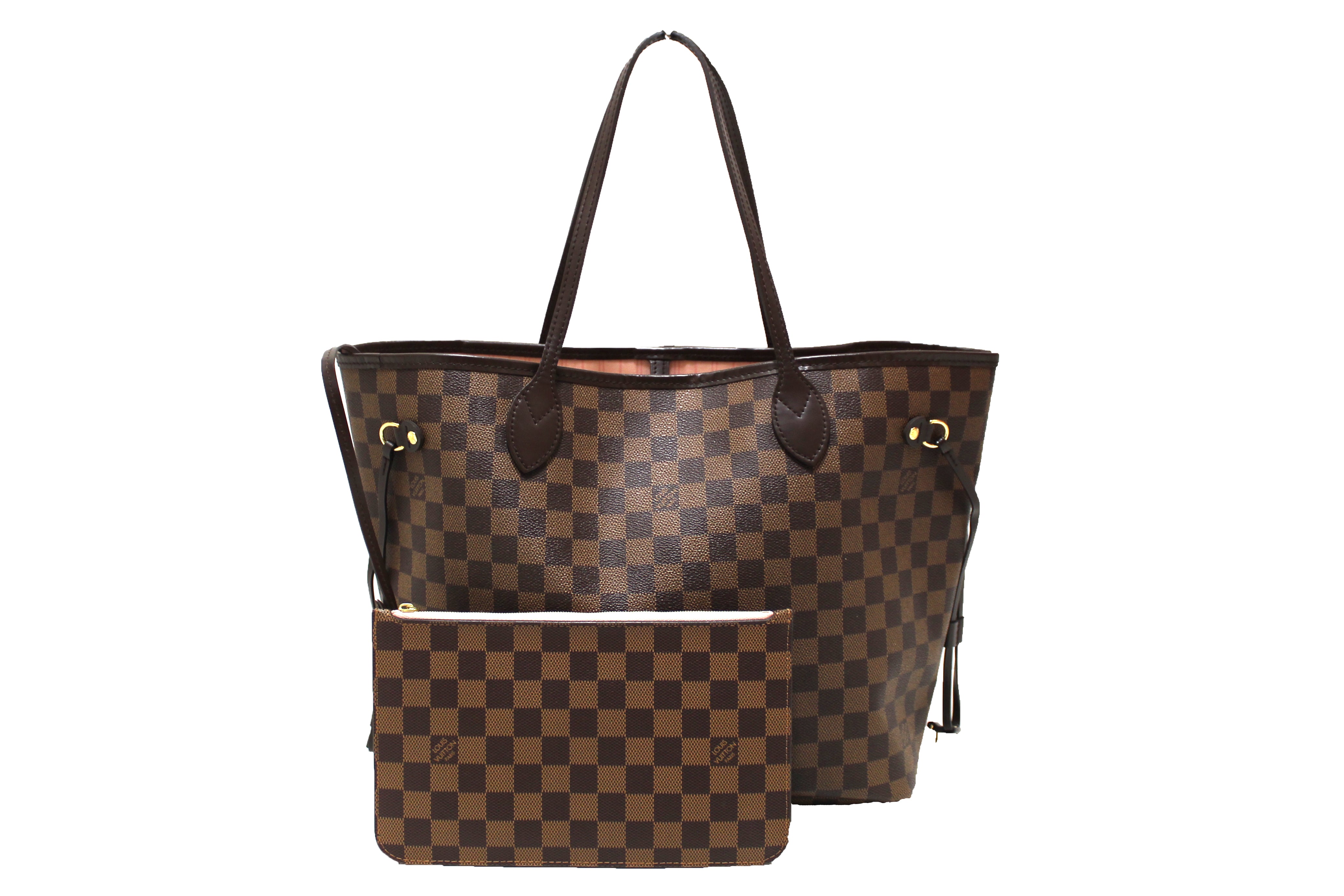 Louis Vuitton Neverfull MM, Damier Ebene with Pink Lining, New in