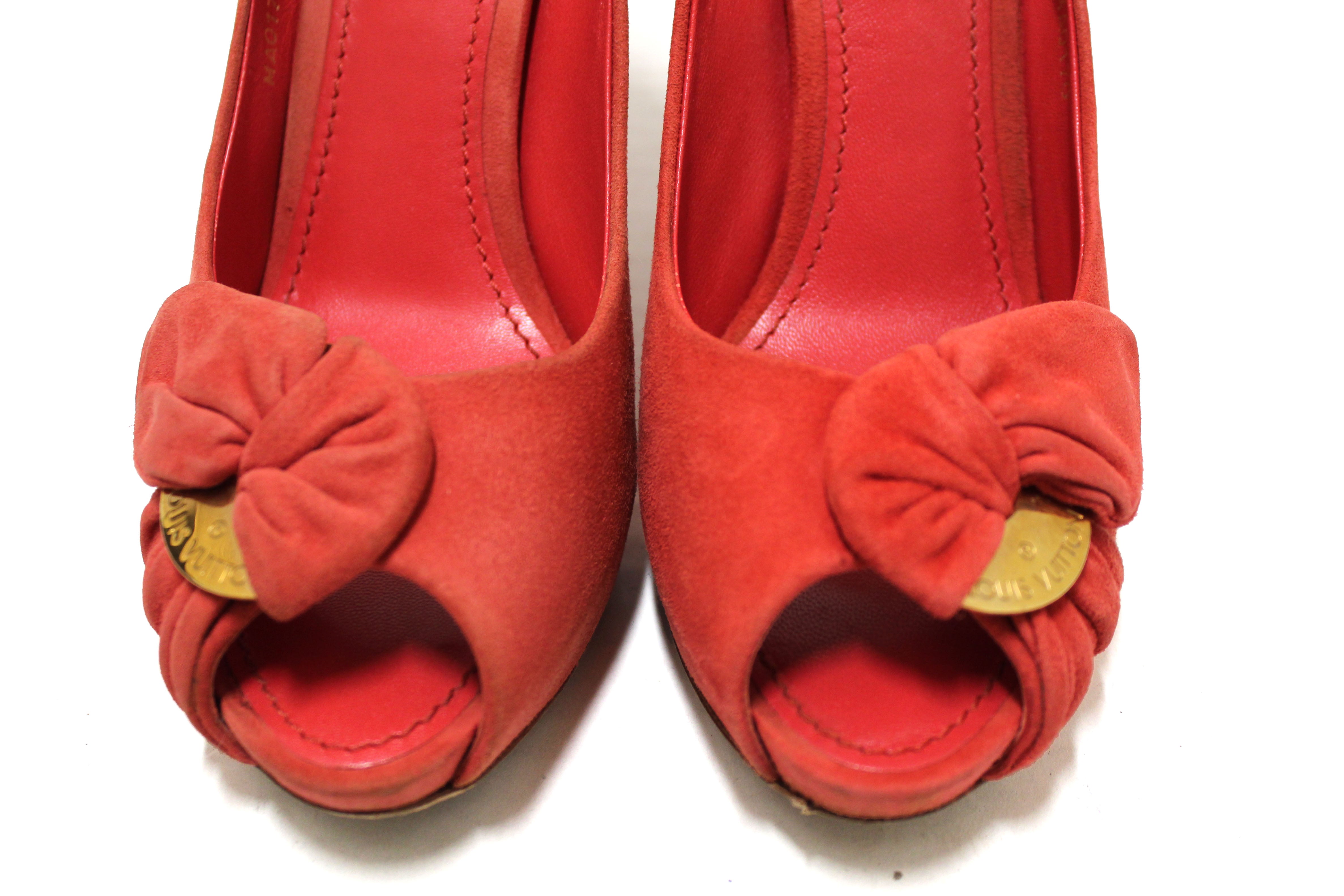Louis Vuitton Red Suede Oh Really! Peep Toe Platform Pumps Size 39.5 at  1stDibs  louis vuitton pumps rote sohle, red louis vuitton shoes heels,  red platform pumps