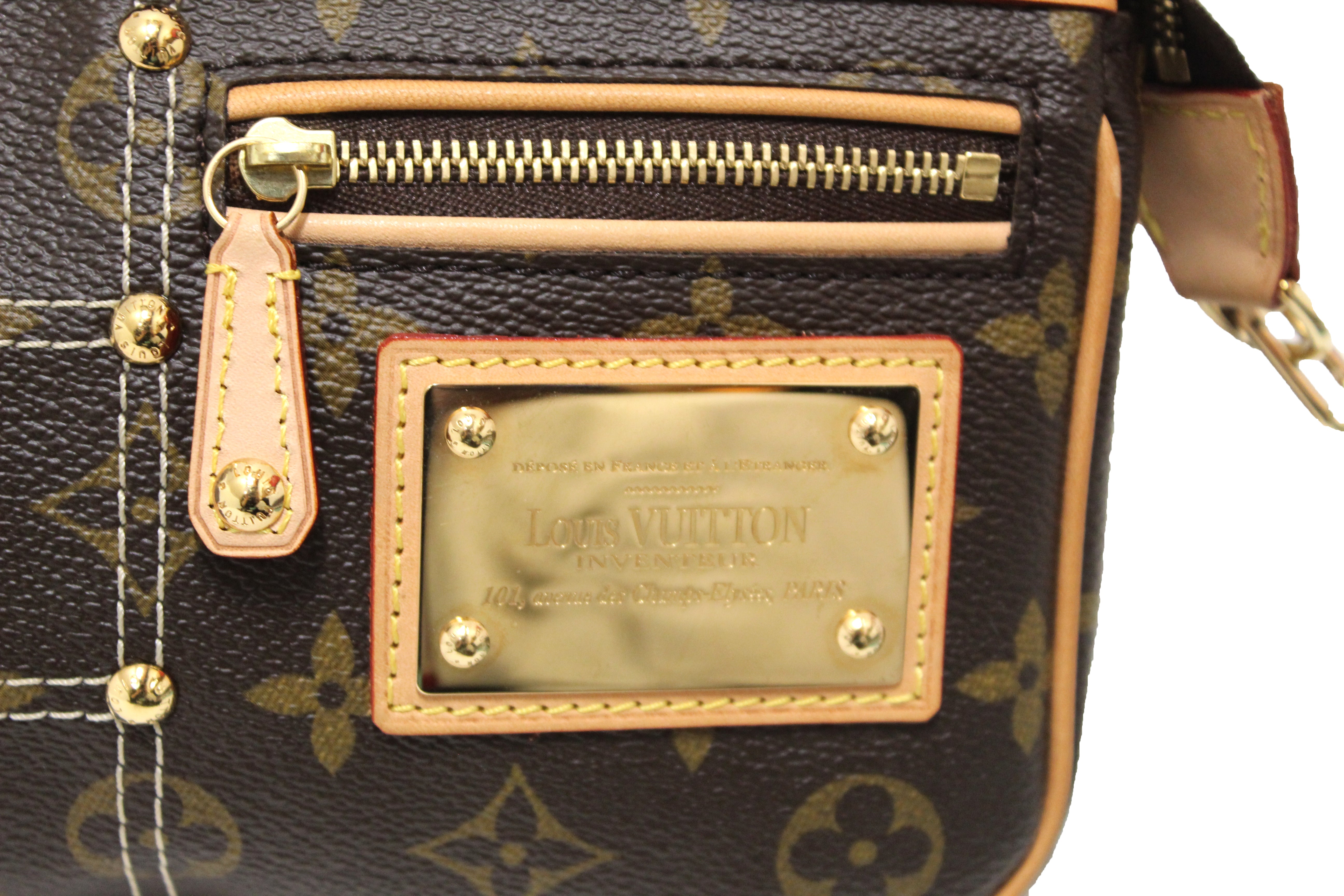 Authentic Louis Vuitton Limited Edition Monogram Canvas Riveting Pochette Bag
