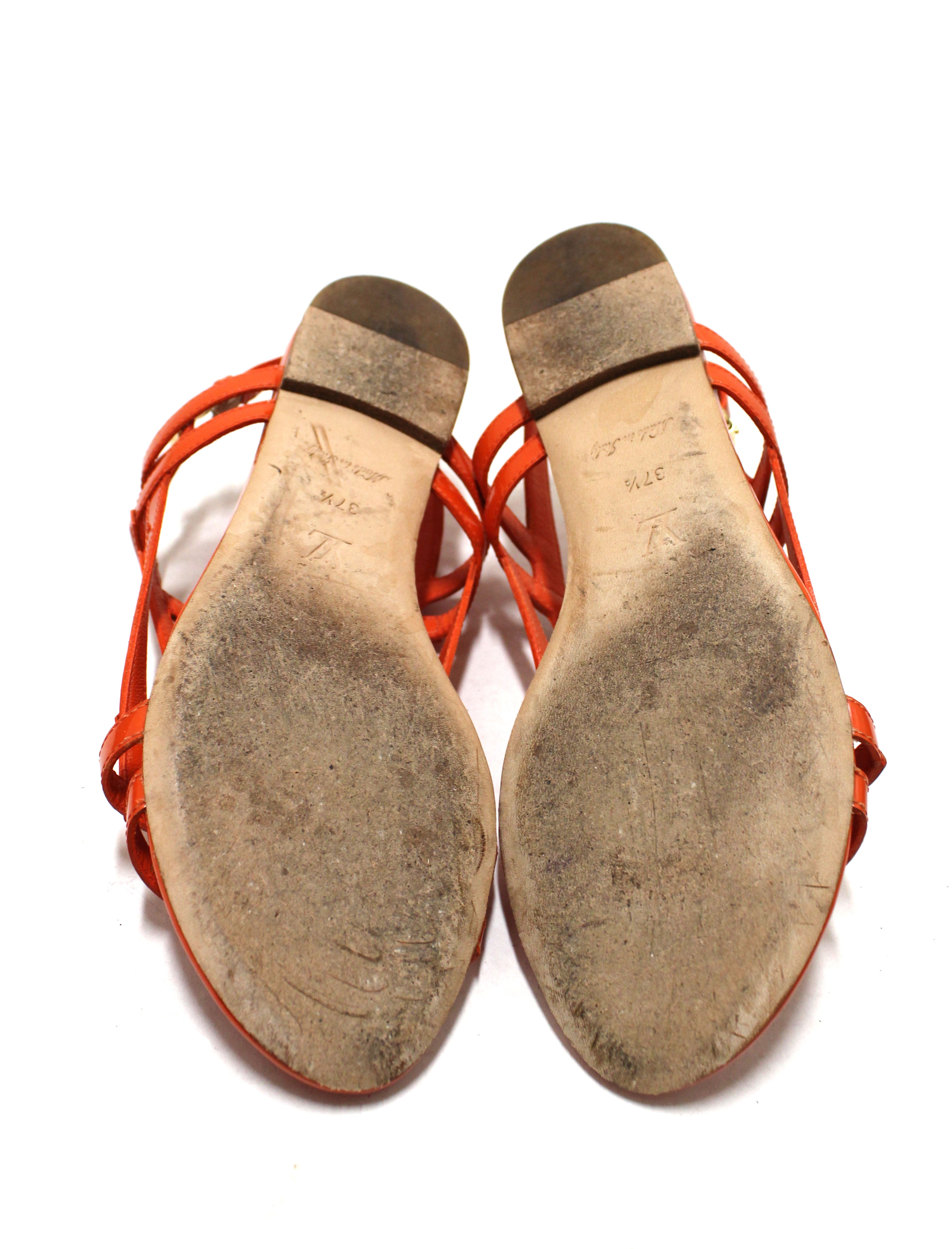 Louis Vuitton Multicolor Patent Leather Strappy Flat Sandals Size