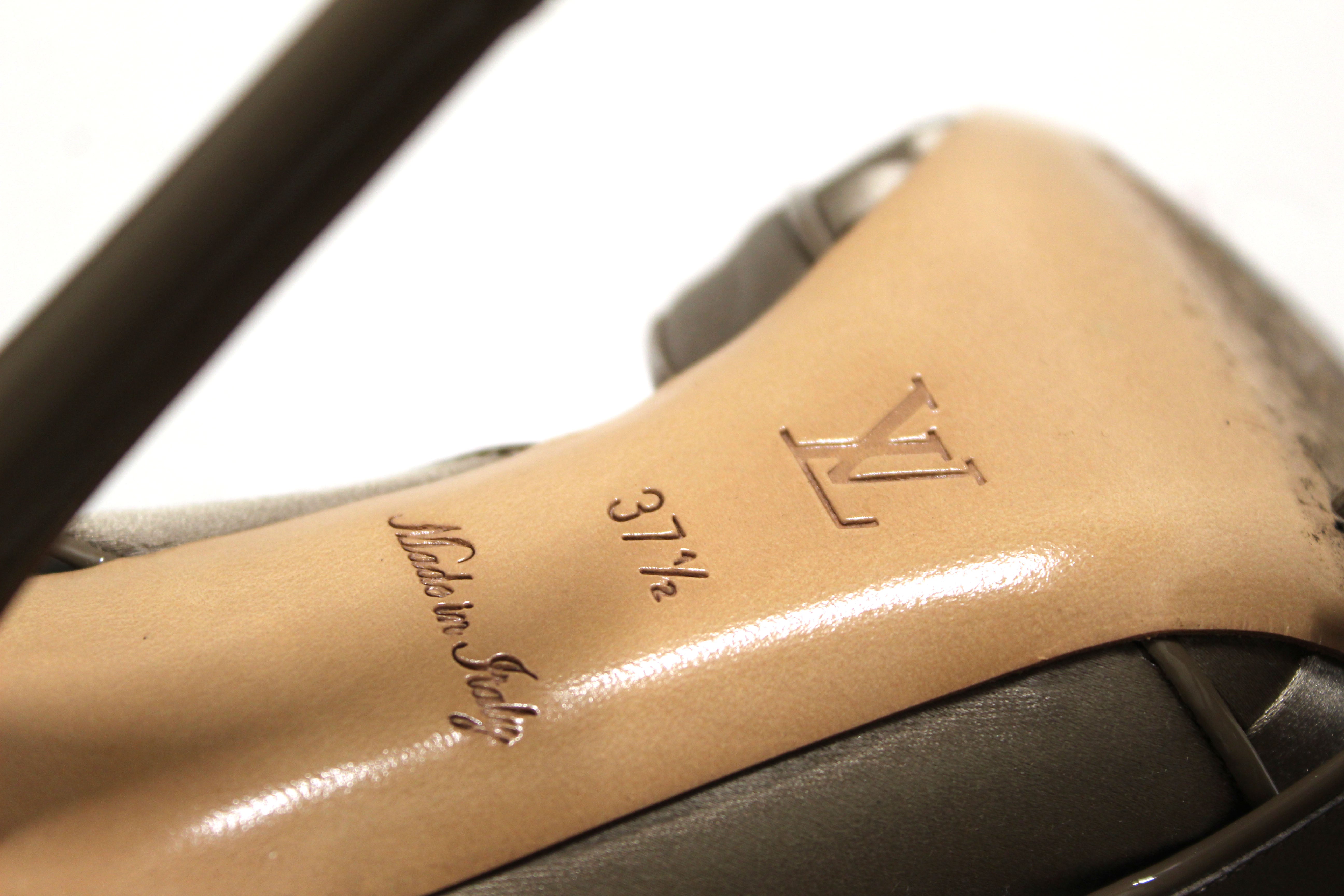 Louis Vuitton Petrole Satin Balmoral Open-Toe Sandals Size 9.5/40 - Yoogi's  Closet