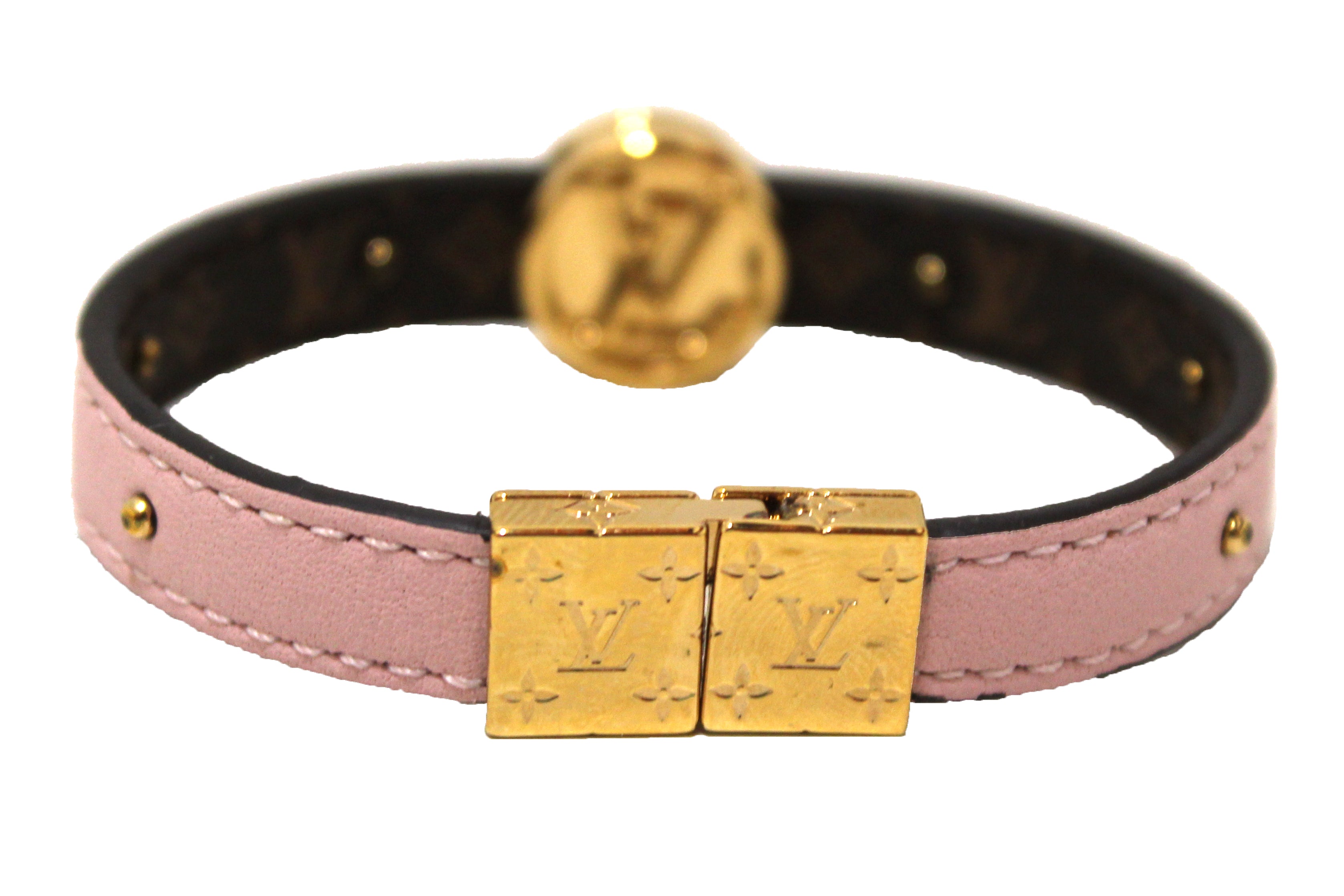 Authentic Louis Vuitton Monogam/Pink LV Circle Reversible Bracelet