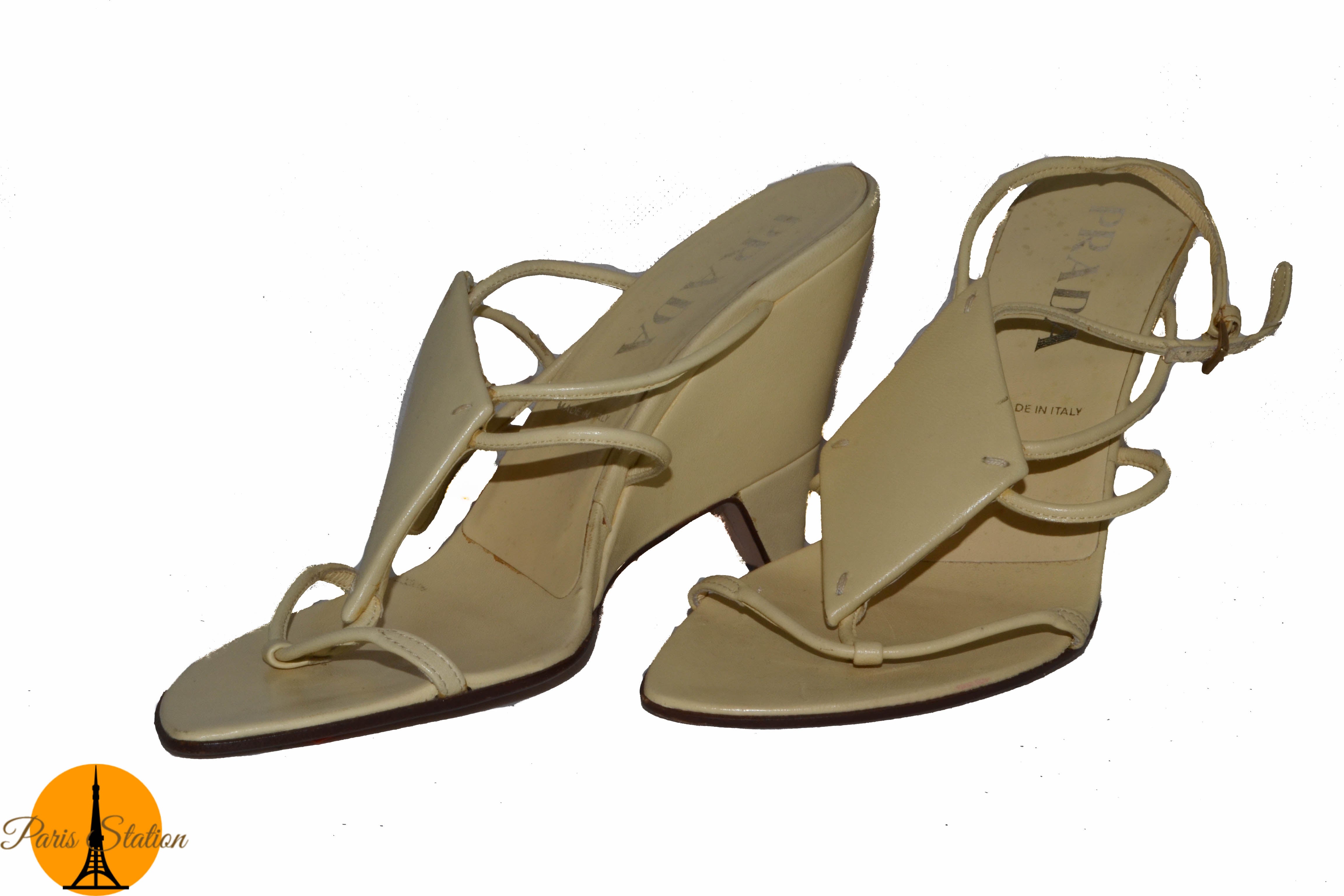 Authentic New Prada Beige Sandal Shoes Size 36/6