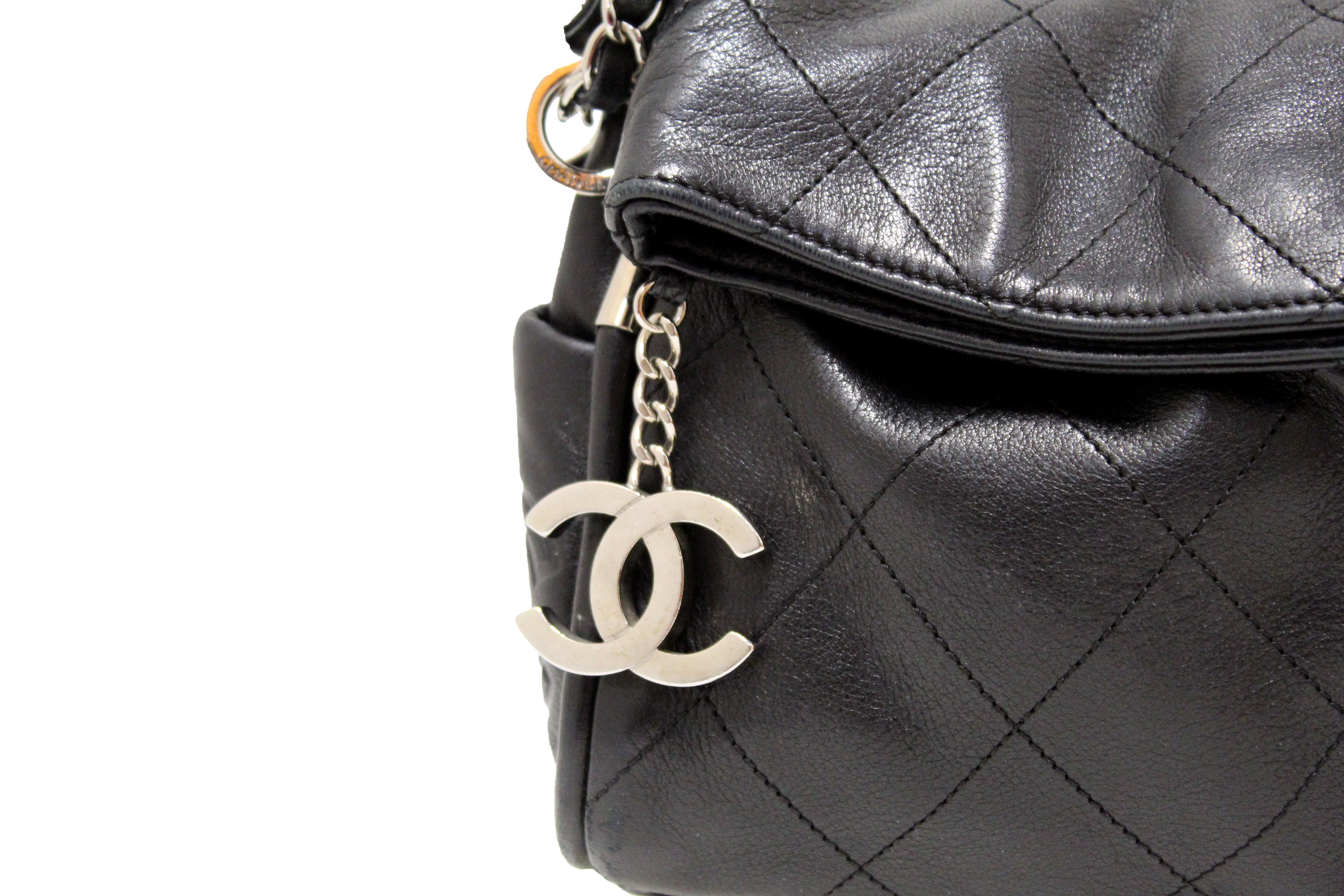 CHANEL Quilted Soft Leather Hobo Bag Black