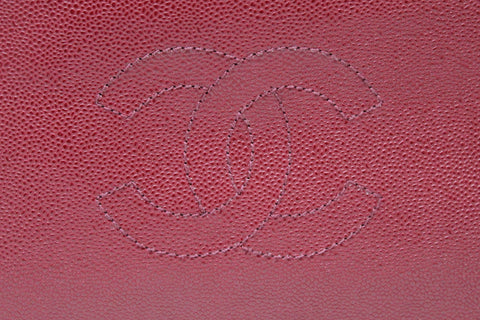 Authentic Chanel Vintage Deep Red Caviar Leather Small Tote Shoulder Bag